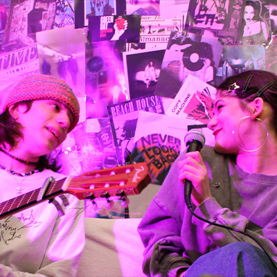 Photo of artists being interviewed